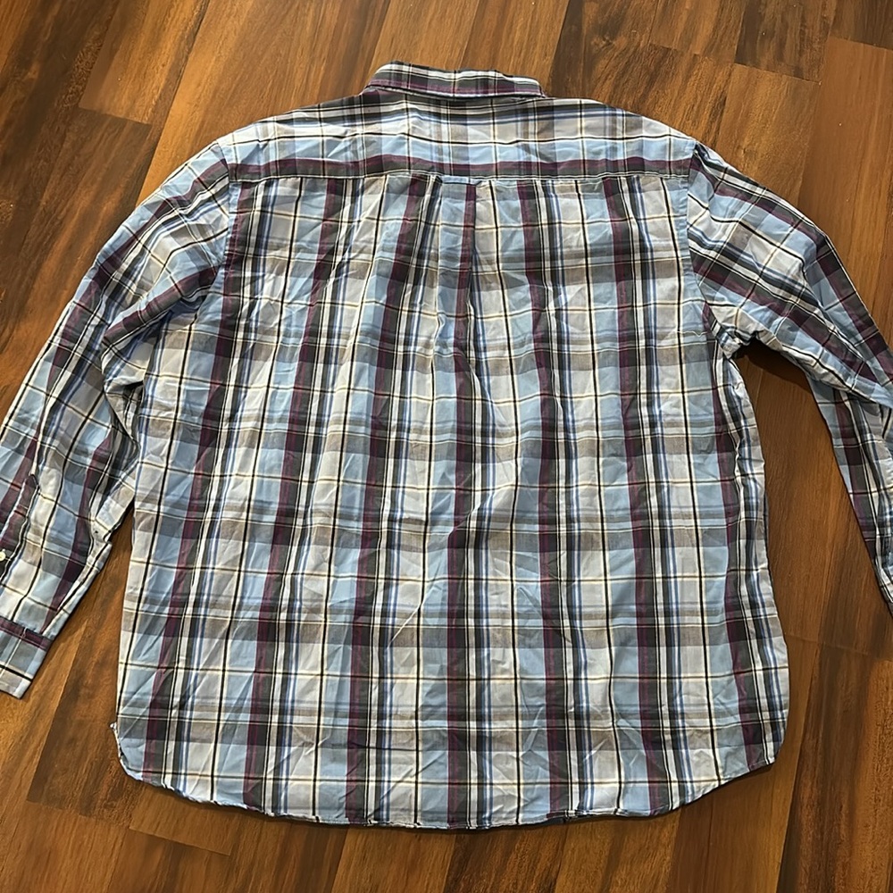 Saddlebred Blue White Purple Plaid Long Sleeve Button Down Mens Shirt XXL - Picture 8 of 13